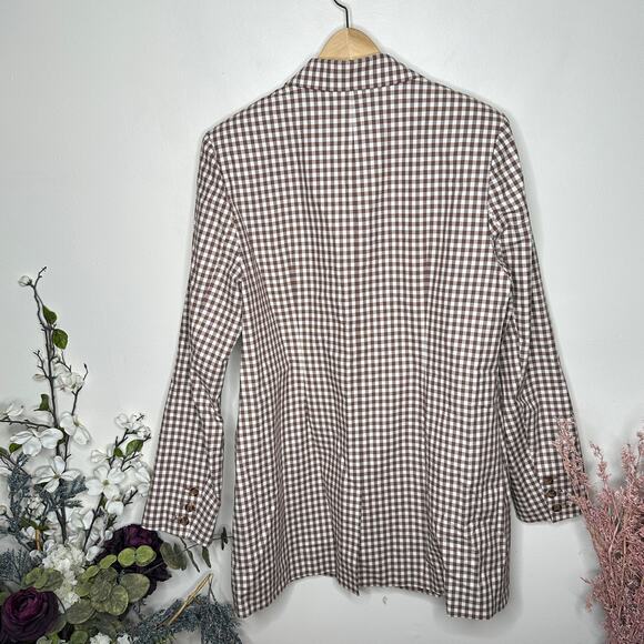 FAVORITE DAUGHTER Break Up Blazer Longline Brown Gingham Sz XL NWOT {L18} - Picture 10 of 12